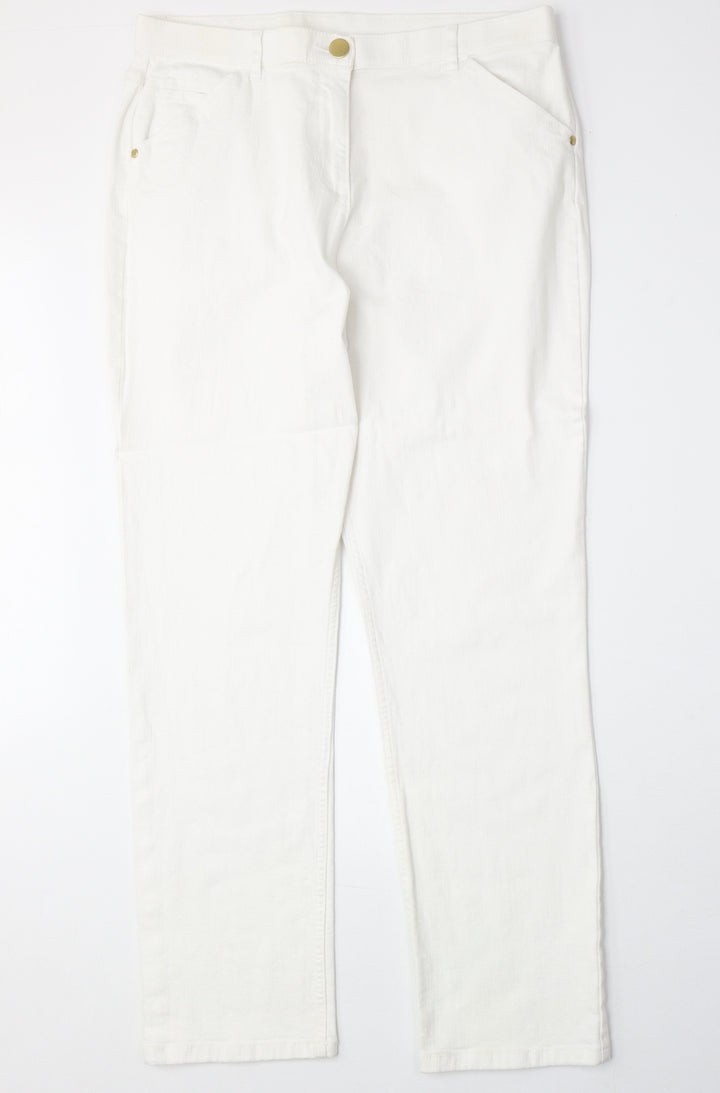 Classic Womens White Cotton Skinny Jeans Size 32 in Regular Zip