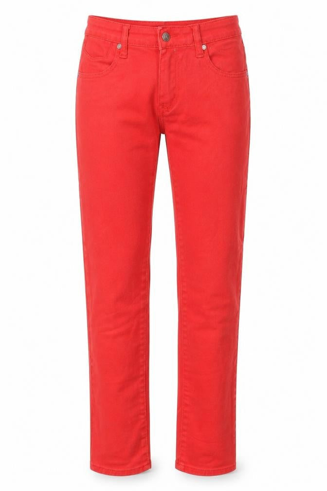 Criminal Damage Womens Red Cotton Straight Jeans Size 26 Regular Zip