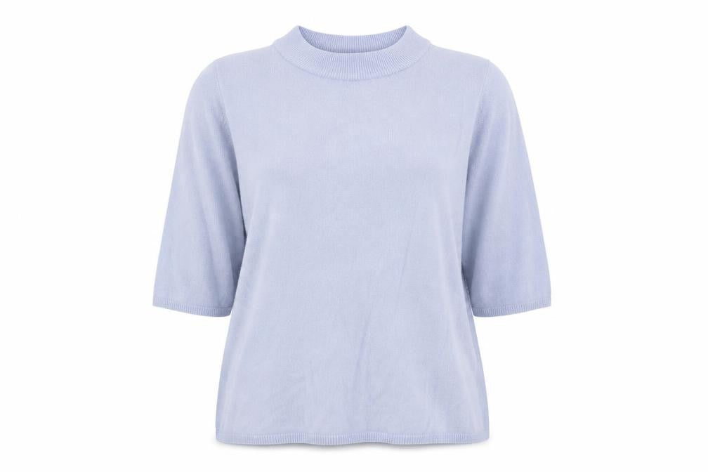 Front view of Original women’s purple round neck acrylic jumper, size UK 16