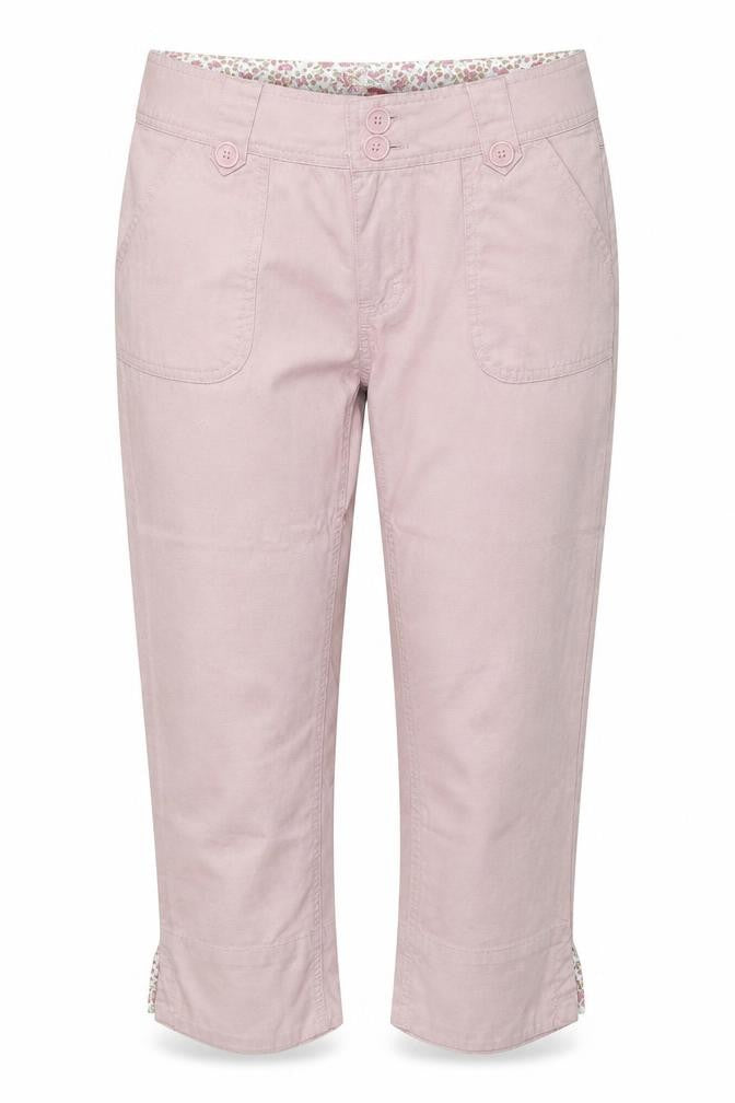 Front view of DNM women’s pink cotton chino trousers, size UK 10, regular zip