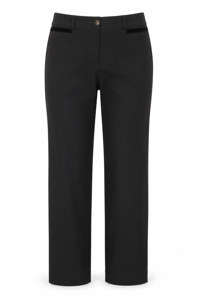Front view of Marks & Spencer women’s black polyester trousers, size UK 10, regular zip