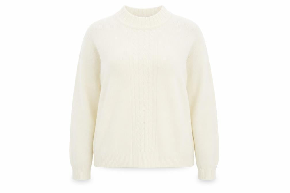 EWM Womens Ivory Round Neck Acrylic Pullover Jumper Size M