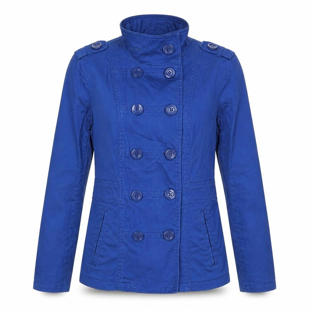 Divided by H&M Womens Blue Pea Coat Coat Size 14 Buckle