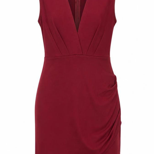 A'GACI Womens Red Nylon Shift Size L V-Neck Zip