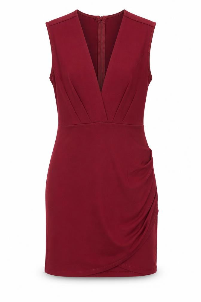 A'GACI Womens Red Nylon Shift Size L V-Neck Zip