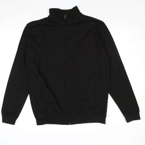 Just Hoods Mens Black Polyester Full Zip Sweatshirt Size L Zip - Pockets