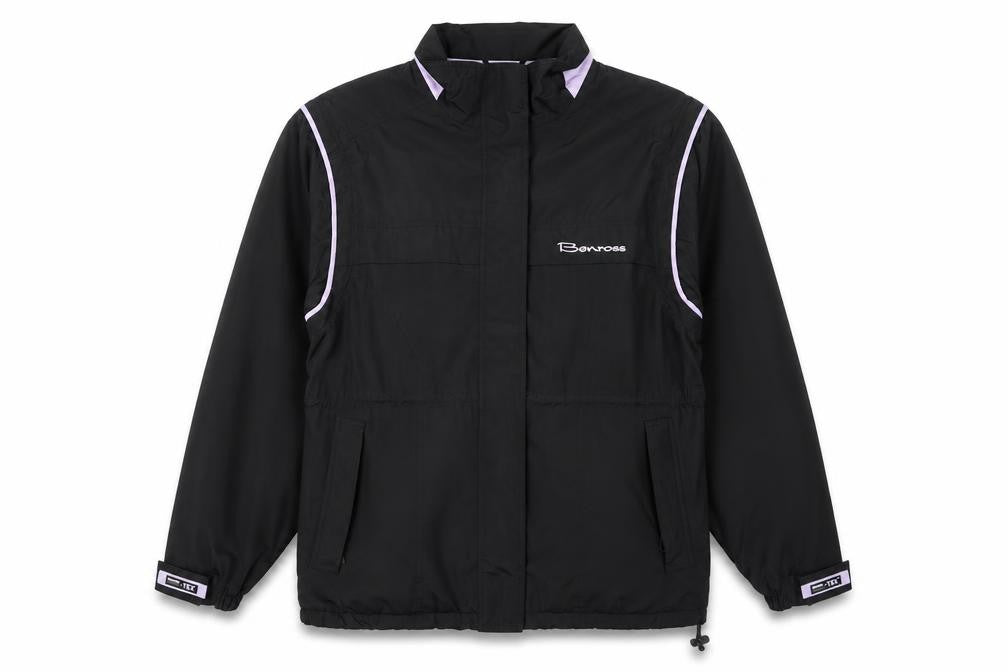 Front view of Benross women’s black windbreaker jacket, size UK 12, zip