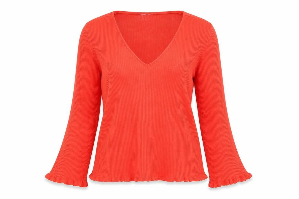 George Womens Red V-Neck Acrylic Pullover Jumper Size 12