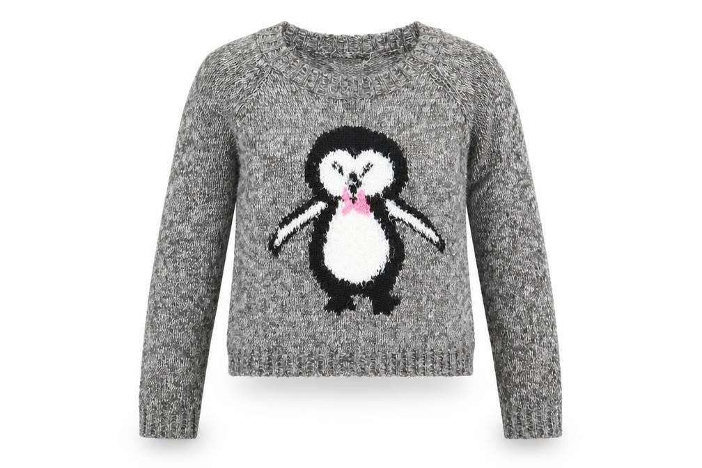 New Look Womens Grey Scoop Neck Acrylic Pullover Jumper Size 8 - Penguin
