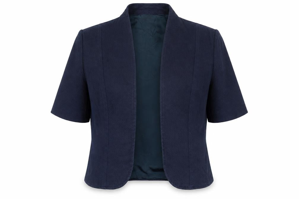 Front view of Tessara women’s blue jacket blazer, size UK 12
