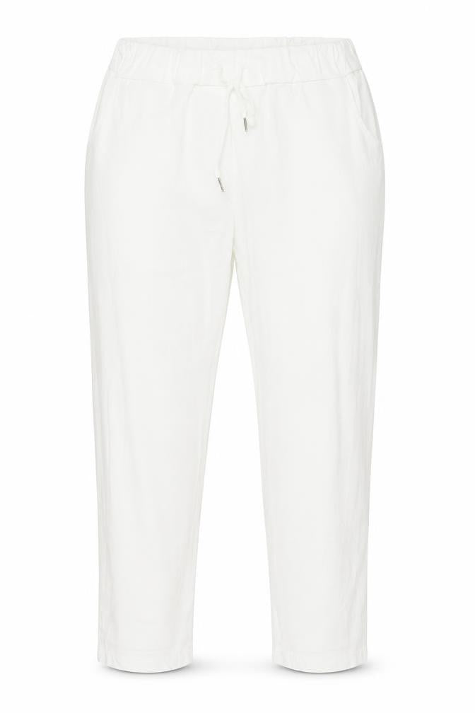 Front view of Preworn women’s white viscose trousers, size 3XL, regular drawstring