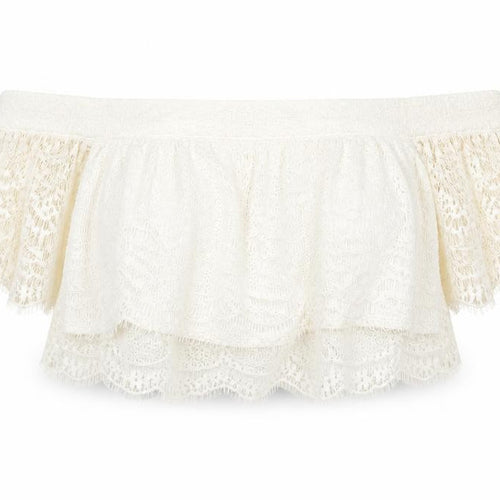 Topshop Womens Ivory Nylon Cropped Tank Size 6 Off the Shoulder