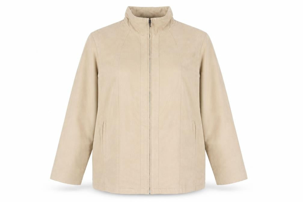 Front view of Berkertex women’s brown jacket, size UK 16, zip