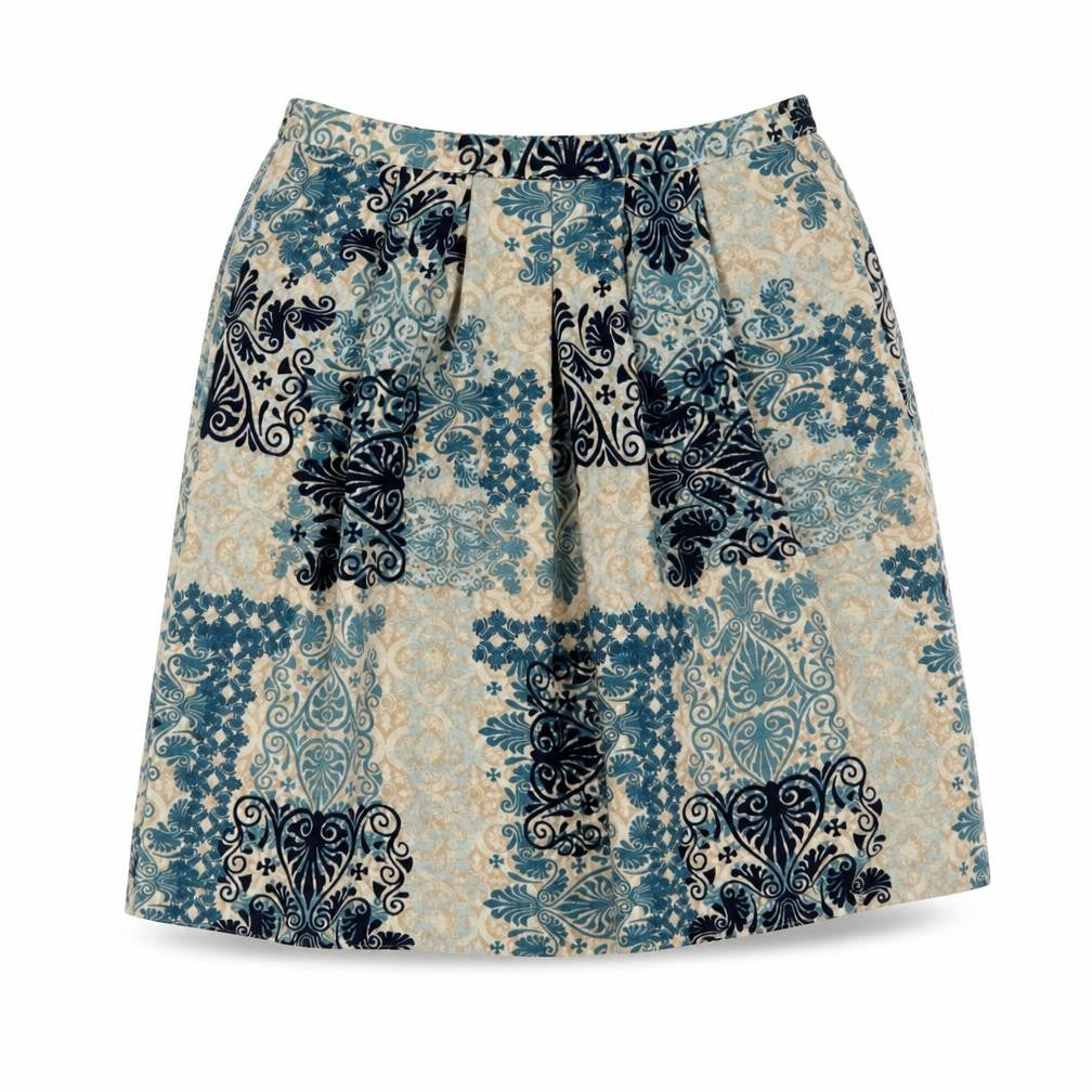 EWM Womens Blue Geometric Polyester Swing Skirt Size 36 in