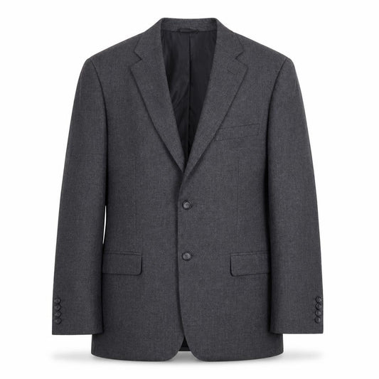 Front view of Burton men’s grey polyester jacket suit jacket, size 42, regular