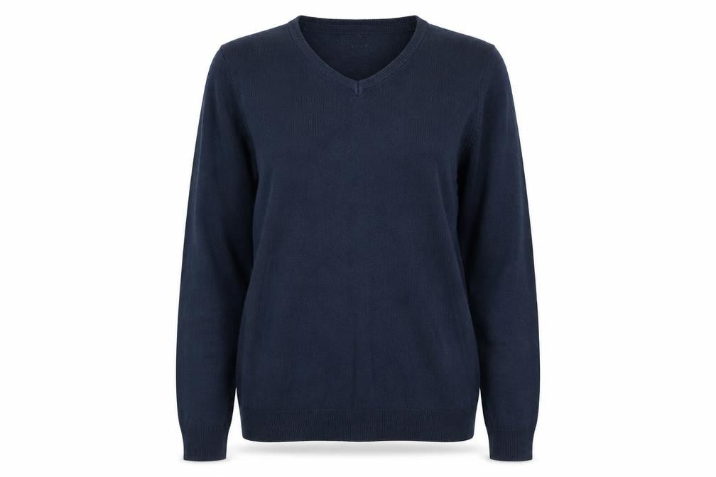 Marks and Spencer Womens Blue V-Neck Acrylic Pullover Jumper Size S