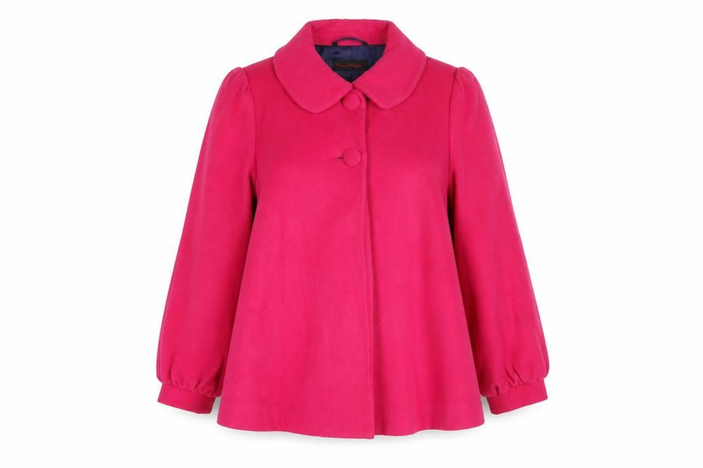 Front view of Miss Selfridge women’s pink jacket, size UK 12, button