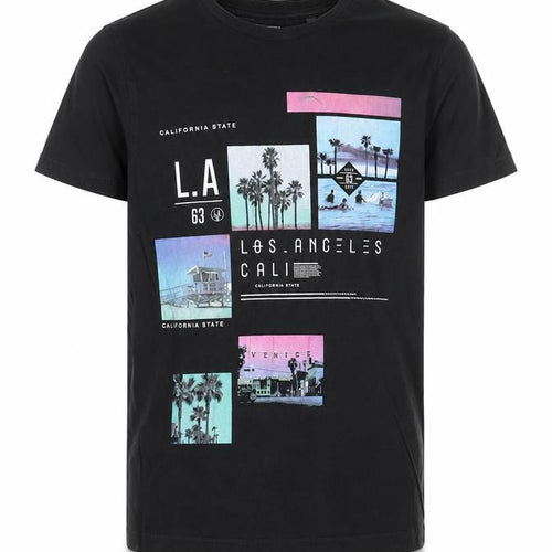 NEXT Boys Black 100% Cotton Basic T-Shirt Size 7 Years Round Neck Pullover - Los Angeles