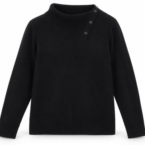 Alexara Womens Black Roll Neck Acrylic Pullover Jumper Size M