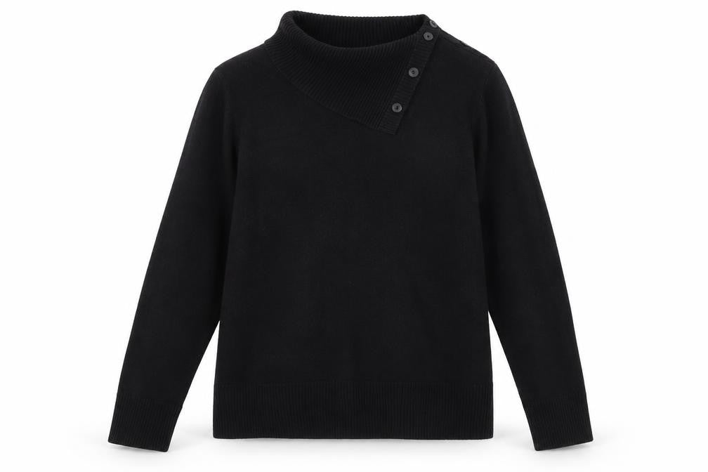 Alexara Womens Black Roll Neck Acrylic Pullover Jumper Size M