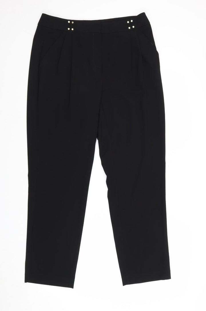 Marks and Spencer Womens Black Polyester Trousers Size M Regular Zip