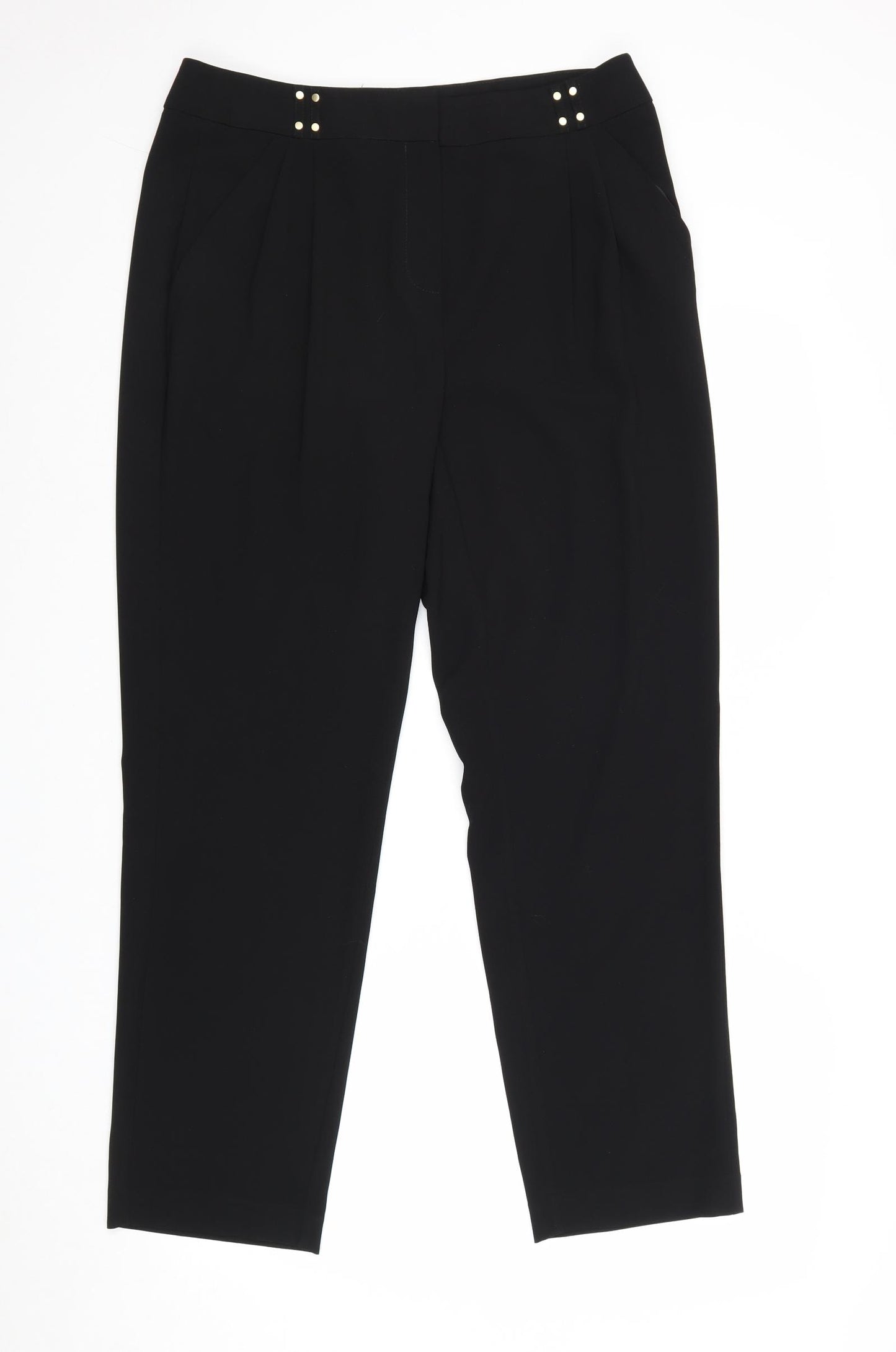 Marks and Spencer Womens Black Polyester Trousers Size M Regular Zip