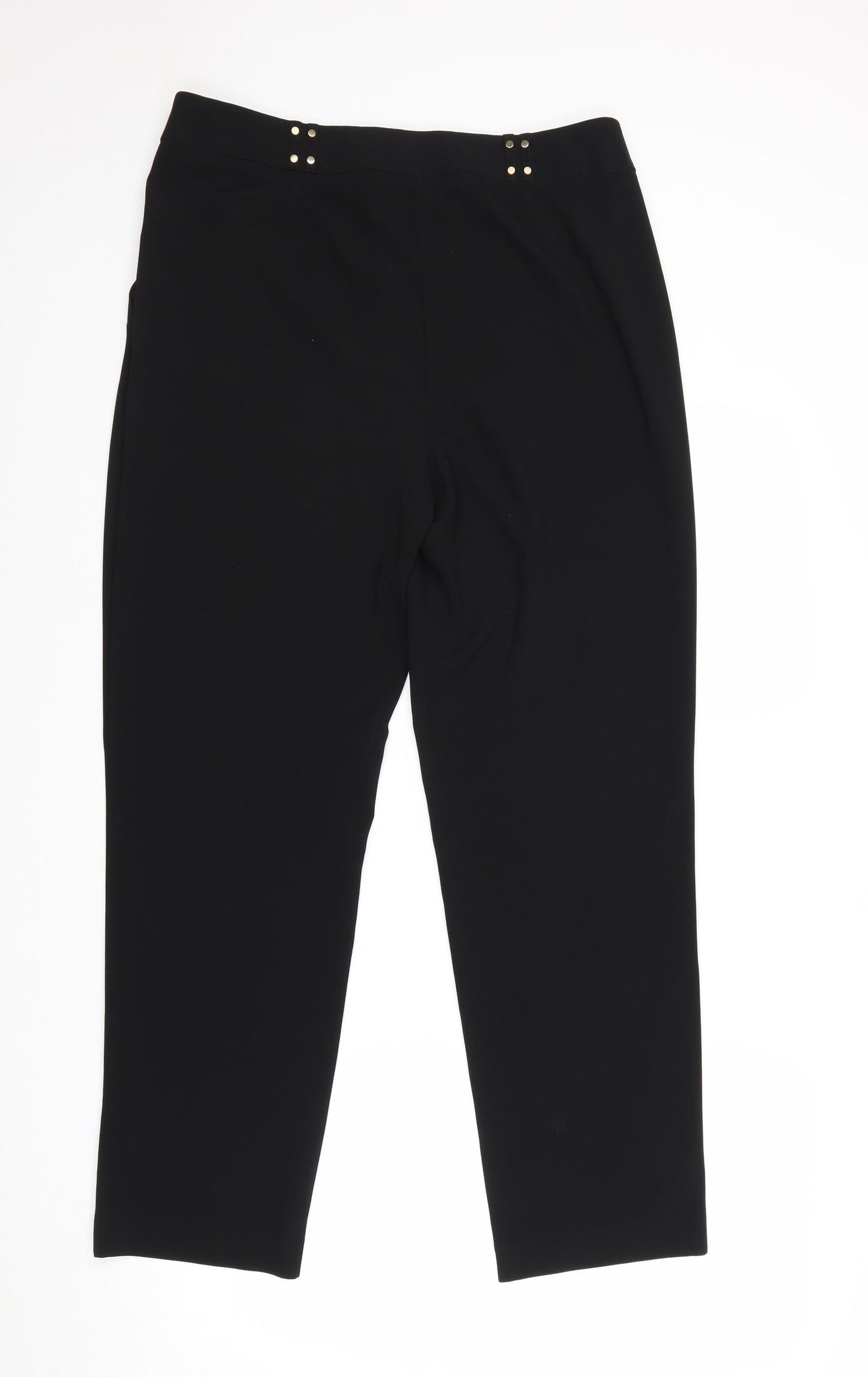 Marks and Spencer Womens Black Polyester Trousers Size M Regular Zip