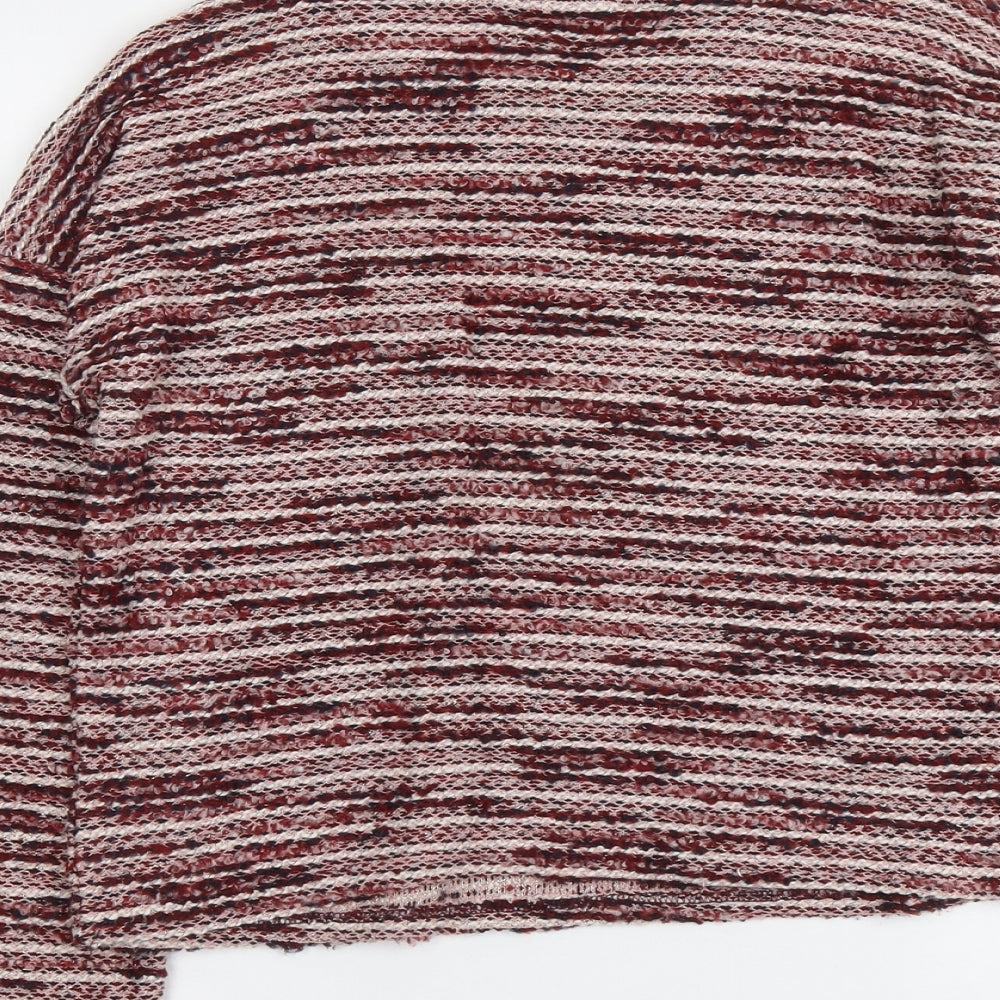 New Look Womens Red Round Neck Striped Cotton Pullover Jumper Size S Pullover