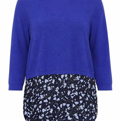 NEXT Womens Blue Round Neck Geometric Cotton Pullover Jumper Size 10 - Shirt Insert
