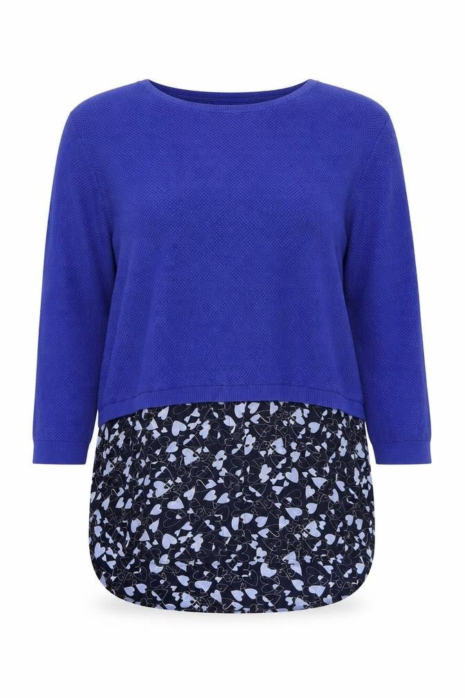 NEXT Womens Blue Round Neck Geometric Cotton Pullover Jumper Size 10 - Shirt Insert