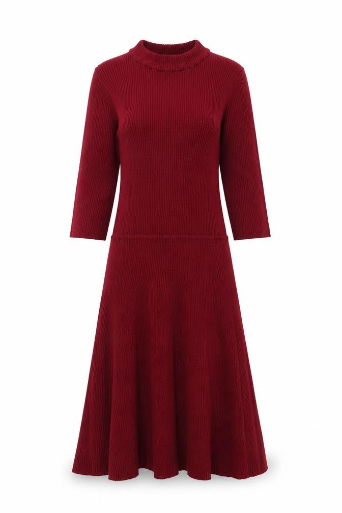 Bershka Womens Red Acrylic Fit & Flare Size S Round Neck Pullover