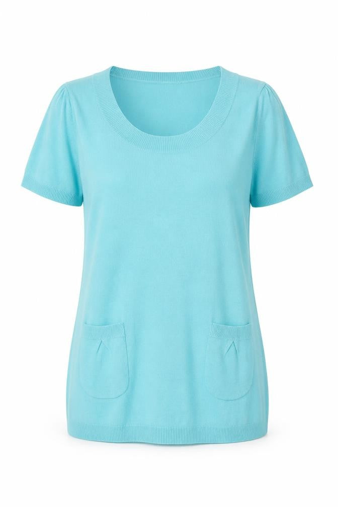 ...Being Casual Womens Blue Scoop Neck Acrylic Pullover Jumper Size 12