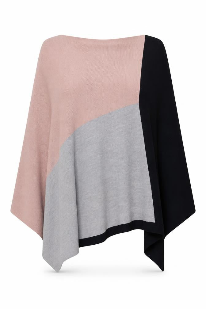 F&F Womens Multicoloured Round Neck Geometric Acrylic Pullover Jumper One Size - Poncho