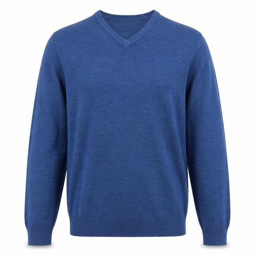 Debenhams Mens Blue V-Neck Acrylic Pullover Jumper Size S Long Sleeve