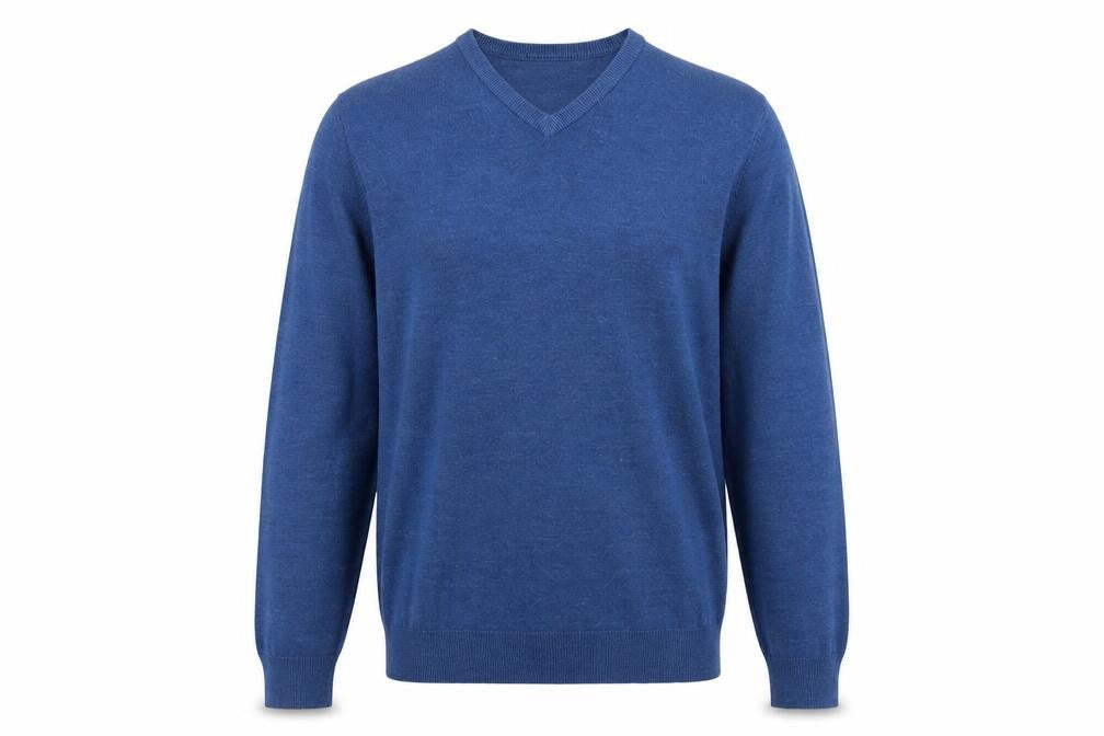 Debenhams Mens Blue V-Neck Acrylic Pullover Jumper Size S Long Sleeve