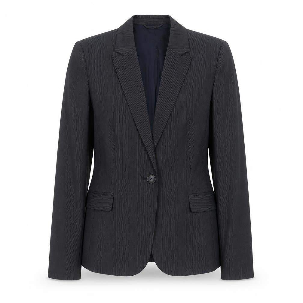 Mango Womens Black Striped Polyester Jacket Suit Jacket Size 12