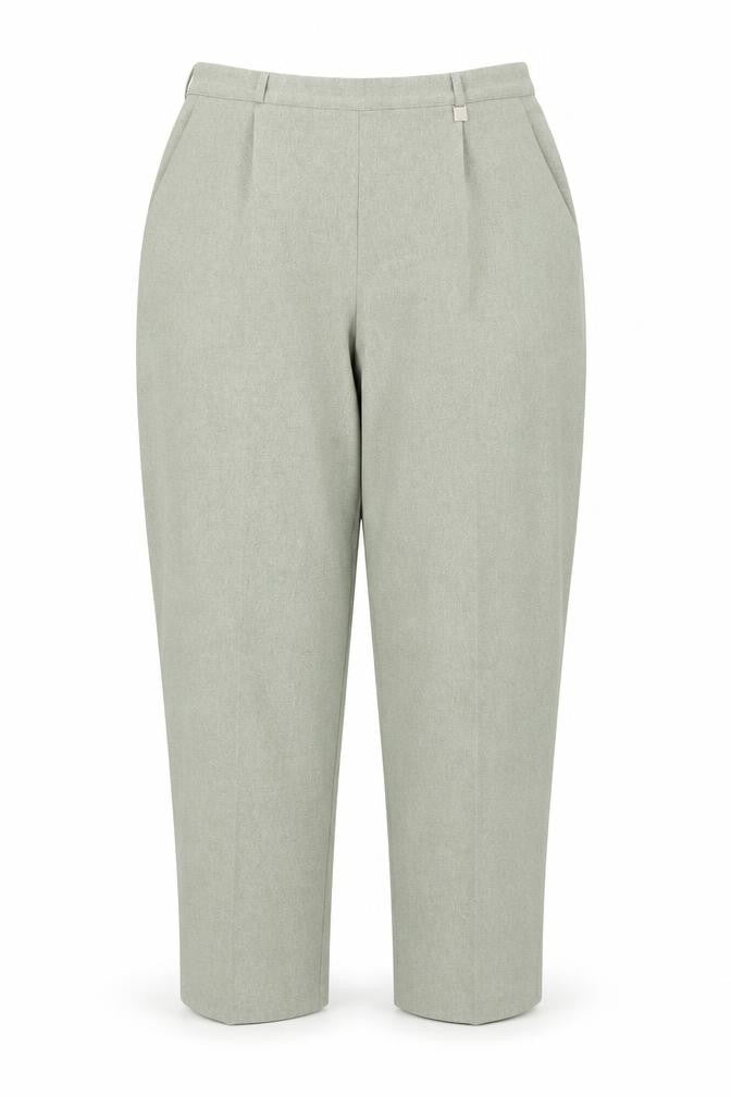 Front view of Classics women’s green polyester trousers, size UK 18, regular