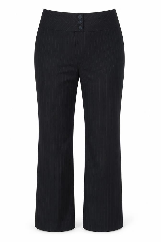 Debenhams Womens Black Striped Polyester Dress Pants Trousers Size 12 Regular Zip