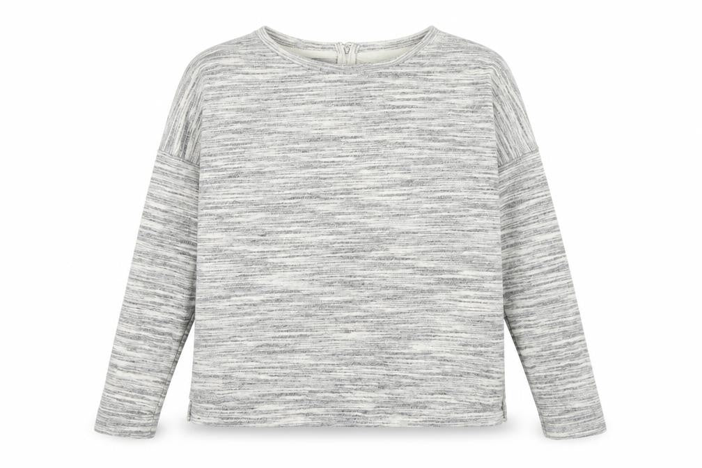 Front view of New Look women’s grey polyester pullover sweatshirt, size UK 10, zip