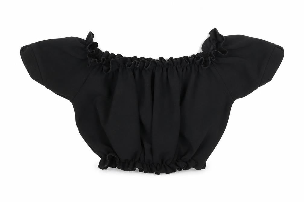Front view of New Look women’s black polyester cropped tank, size UK 6, square neck