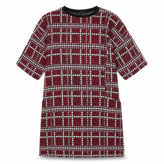 Front view of Capsule women’s purple geometric polyester a-line, size UK 12, round neck pullover