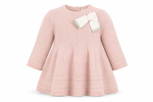 Front view of Catherine Malandrino girls’ pink cotton a-line, size 3-6, months round neck button