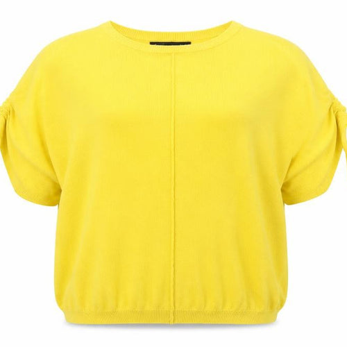 F&F Womens Yellow Round Neck Polyester Pullover Jumper Size 6 - Tie Sleeve Detail
