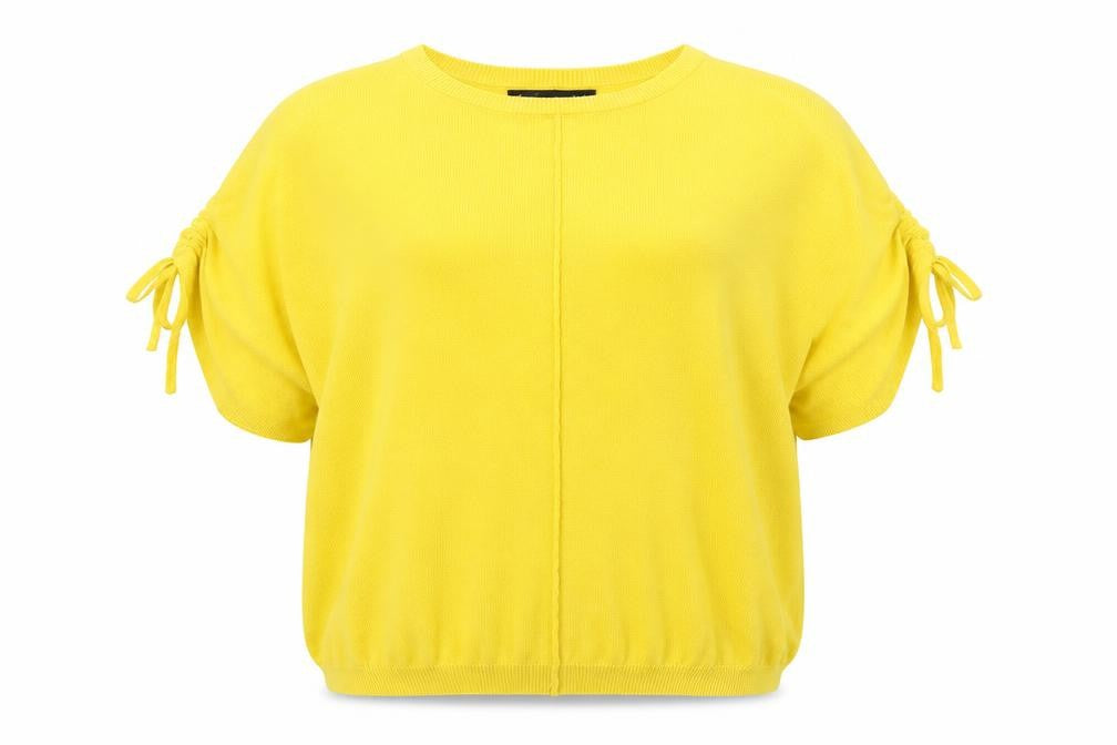 F&F Womens Yellow Round Neck Polyester Pullover Jumper Size 6 - Tie Sleeve Detail
