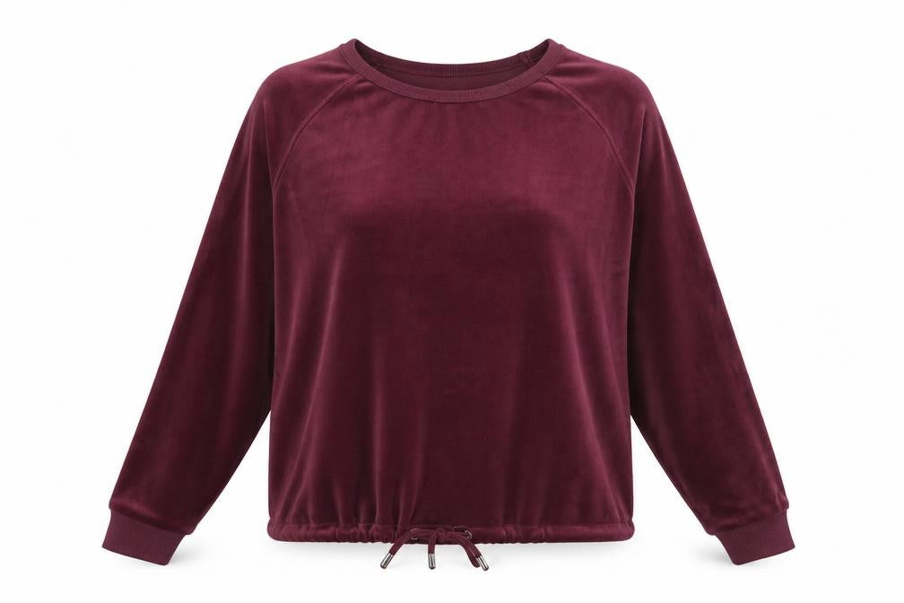 Front view of Classics women’s purple polyester pullover sweatshirt, size UK 14, pullover - drawstring hem
