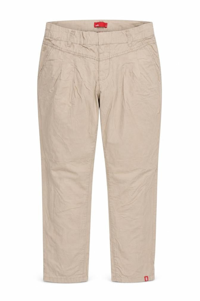 Front view of EDC women’s beige cotton trousers, size UK 8, regular button