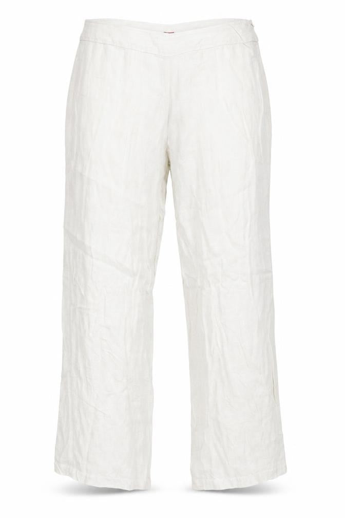 Front view of Olsen women’s beige polyester trousers, size UK 34, in regular zip