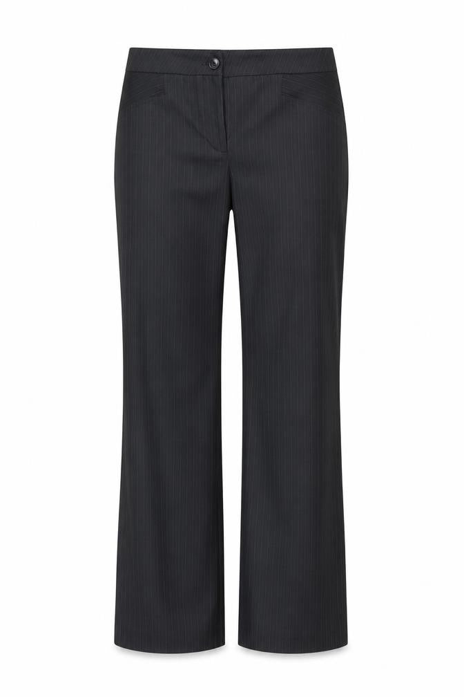George Womens Grey Striped Polyester Dress Pants Trousers Size 12 Regular Zip
