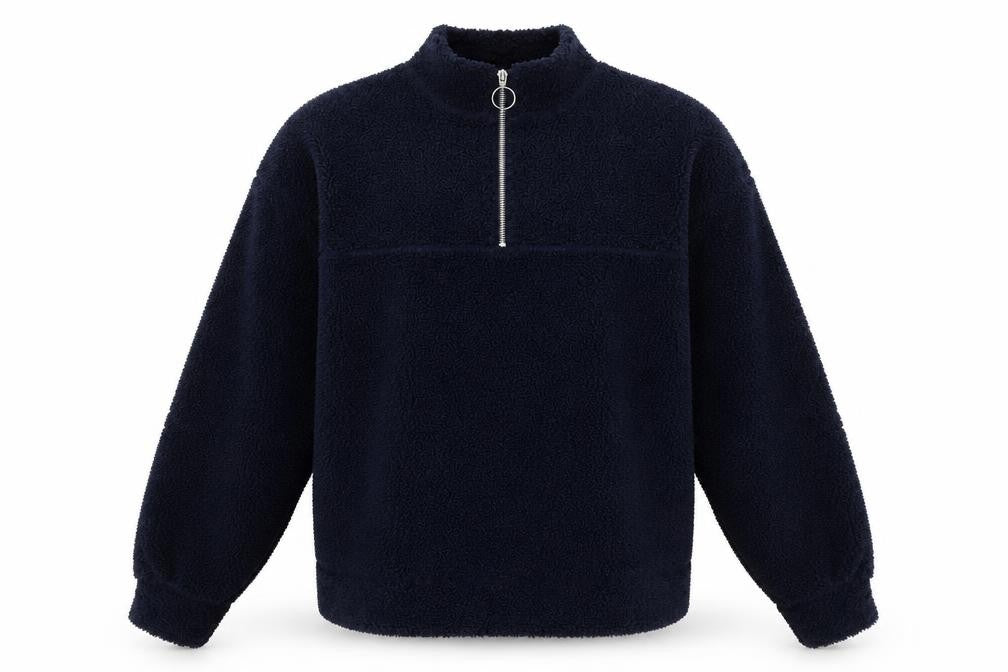 Front view of New Look women’s blue polyester pullover sweatshirt, size UK 8