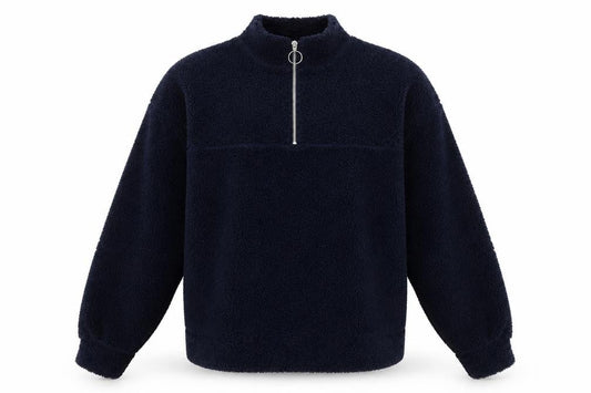 Front view of New Look women’s blue polyester pullover sweatshirt, size UK 8